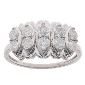 9ct White Gold 1.00ct Brilliant Cut Diamond Cluster Ring