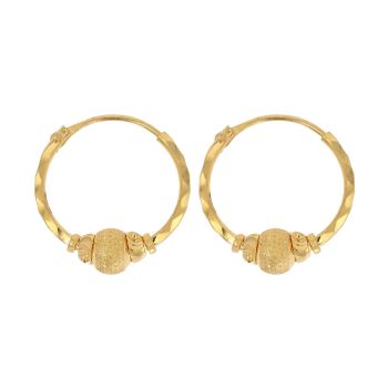 22ct Yellow Gold Bead Hoop Earrings