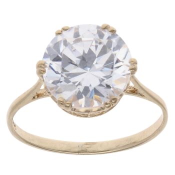 9ct Yellow Gold Cubic Zirconia Solitaire Ring