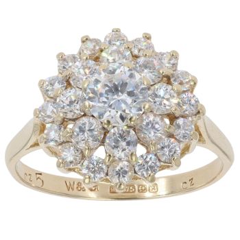 9ct Yellow Gold Cubic Zirconia Cluster Ring