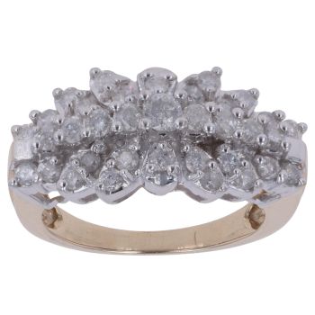 9ct Yellow Gold 1.25ct Brilliant Cut Diamond Cluster Ring