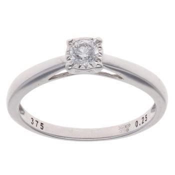 9ct White Gold 0.25ct Diamond Solitaire Ring