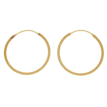 22ct Yellow Gold Textured Hoop Earrings