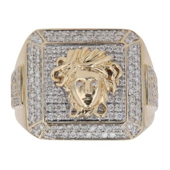 14ct Yellow Gold 1.00ct Brilliant Cut Diamond Medusa Signet Ring