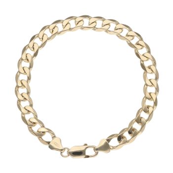 9ct Yellow Gold Plain Curb Bracelet 8.5"