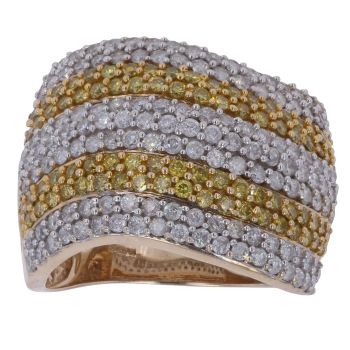 9ct Yellow Gold 2.00ct Brilliant Cut Yellow And Colourless Diamond Fancy Ring