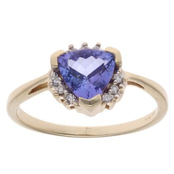 9ct Yellow Gold 0.10ct Diamond And Tanzanite Cluster Ring