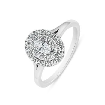 9ct White Gold 0.50ct Oval Double Halo Lab Grown Diamond Dress Ring
