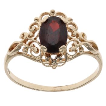 9ct Yellow Gold Garnet Solitaire Ring