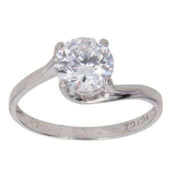 9ct White Gold Cubic Zirconia Single Stone Ring