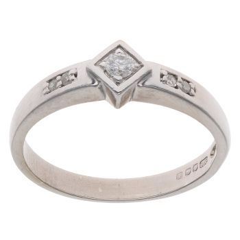 9ct White Gold 0.15ct Brilliant Cut Diamond Solitaire Ring