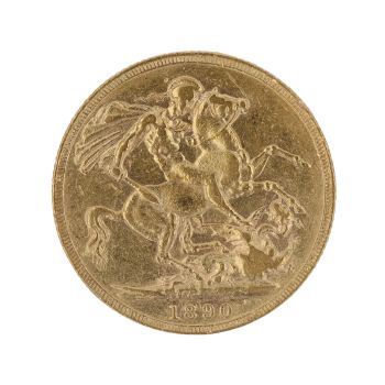 1890 Victoria Jubilee Head UK Full Sovereign Coin