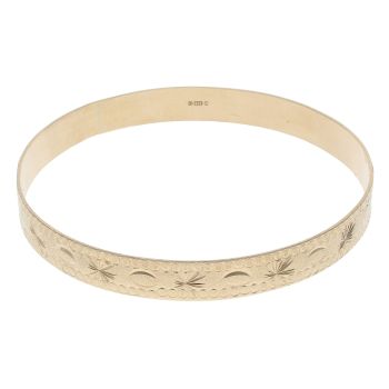 9ct Yellow Gold Patterned Bangle