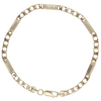 9ct Yellow Gold Curb and Bar Link Fancy Bracelet 8"