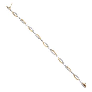 18ct Yellow and White Gold 0.50ct Brilliant Cut Diamond Bracelet 6.5"