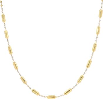 22ct Yellow and White Gold Bead Chain 18"