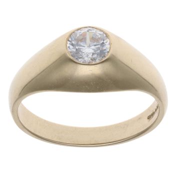 9ct Yellow Gold Cubic Zirconia Signet Ring