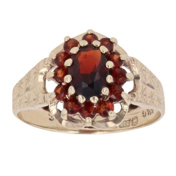 9ct Yellow Gold Garnet Cluster Ring