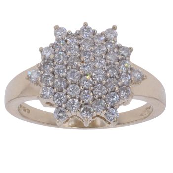 9ct Yellow Gold 1.00ct Brilliant Cut Diamond Cluster Ring