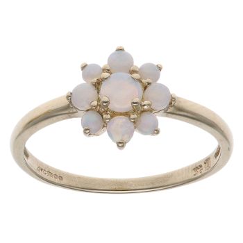 9ct Yellow Gold Opal Flower Cluster Ring