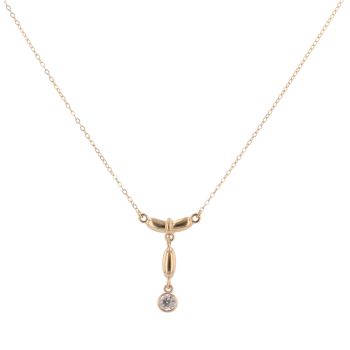 9ct Yellow Gold Cubic Zirconia Pendant And Chain 16"
