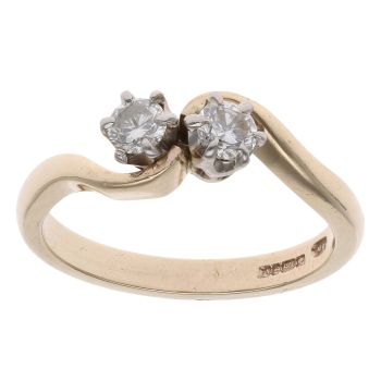 9ct Yellow Gold 0.30ct Brilliant Cut Diamond Two Stone Ring