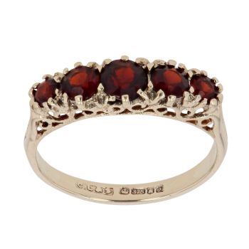 9ct Yellow Gold Garnet Five Stone Ring