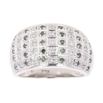 9ct White Gold 0.30ct Brilliant Cut Green And White Diamond Ring