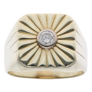 14ct Yellow Gold 0.25ct Brilliant Cut Diamond Solitaire Signet Ring