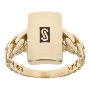 14ct Yellow Gold Monaco Classic Plain Link Signet Ring