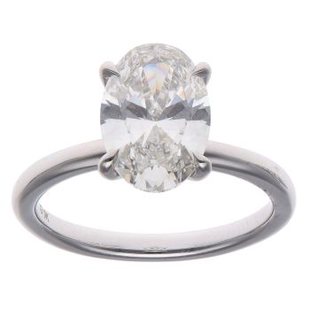 9ct White Gold 3.16ct Oval Cut Lab Grown Diamond Solitaire Ring