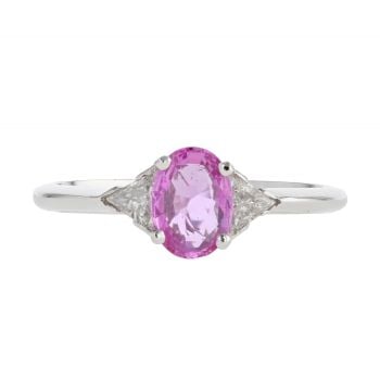 18ct White Gold Pink Sapphire And Diamond Ring