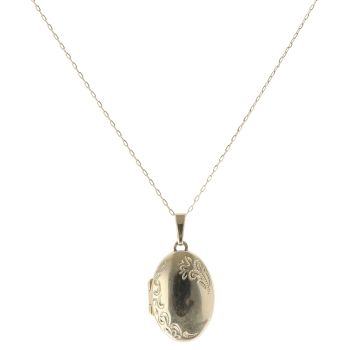 9ct Yellow Gold Floral Locket and Chain 18"