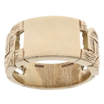 9ct Yellow Gold ID Curb Signet Ring