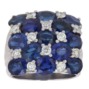 18ct White Gold 1.00ct Brilliant Cut Diamond and Sapphire Fancy Ring