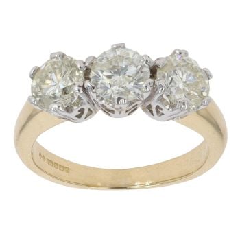 18ct Yellow Gold 2.15ct Brilliant cut Diamond Trilogy Ring