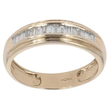 9ct Yellow Gold 0.40ct Baguette Cut Diamond Half Eternity Ring
