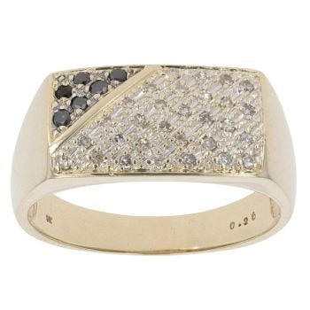 9ct Yellow Gold 0.26ct Black And White Diamond Signet Ring