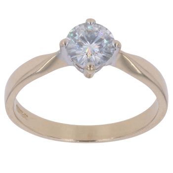 9ct Yellow Gold Moissanite Single Stone Ring