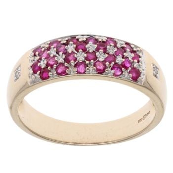 9ct Yellow Gold 0.02ct Diamond And Ruby Fancy Ring