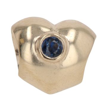 14ct Yellow Gold Pandora Sapphire Heart Charm