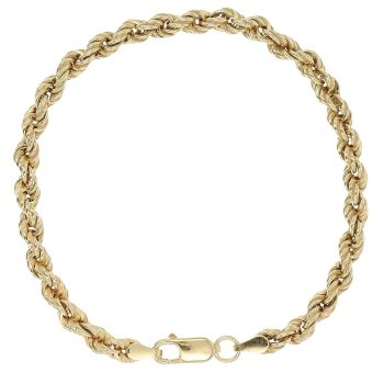 Gold Plated Silver Rope Bracelet 7"