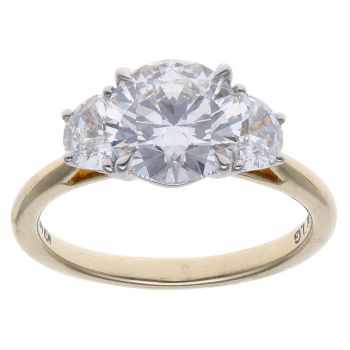 9ct Yellow Gold 2.61ct Brilliant and Modified Trapeze Cut Lab Grown Diamond Trilogy Ring