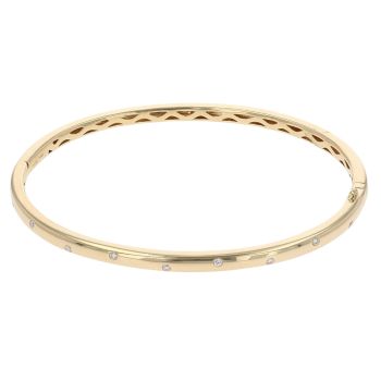 18ct Yellow Gold 0.10ct Brilliant Cut Diamond Fancy Hinged Bangle