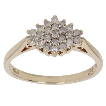 9ct Yellow Gold 0.25ct Brilliant Cut Diamond Cluster Ring