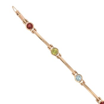 9ct Yellow Gold Multi Gemstone Bracelet 6.5"