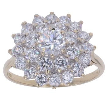 9ct Yellow Gold Cubic Zirconia Cluster Ring