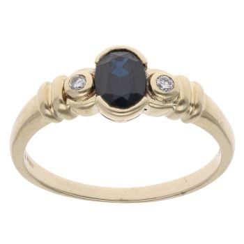 9ct Yellow Gold 0.02ct Diamond And Sapphire Solitaire Ring