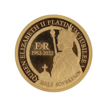 2022 Elizabeth II V Platinum Jubilee Tristan Da Cunha Half Sovereign Coin