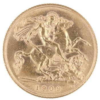 1909 Edward VII Large Head UK Half Sovereign Coin